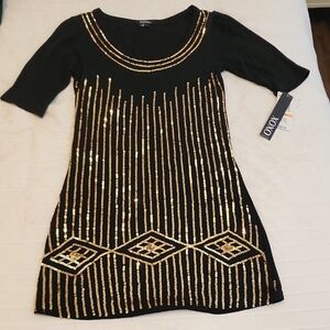 NWT Black and Gold Sequin Dress